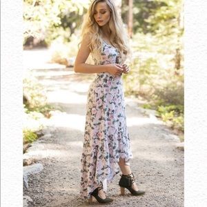 Joyfolie White Floral Gabriela Hi-Low Dress
